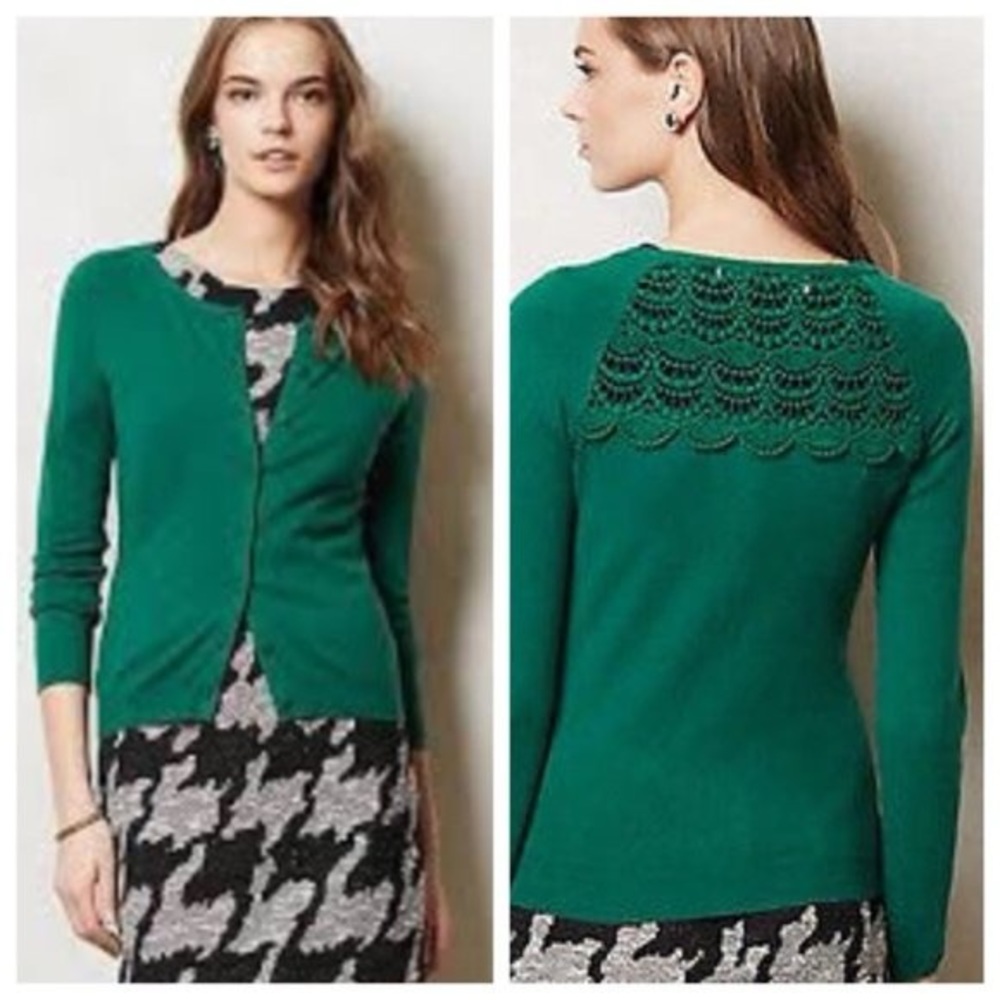 Anthropologie Sparrow Scallop Lace Trim Cardigan